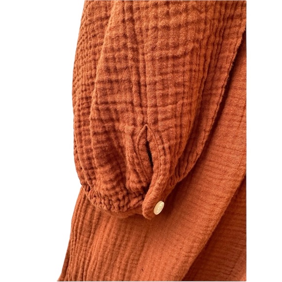 Madewell Lightspun V-Neck Midi Dress in Burnt Clay Size Large - Picture 8 of 13